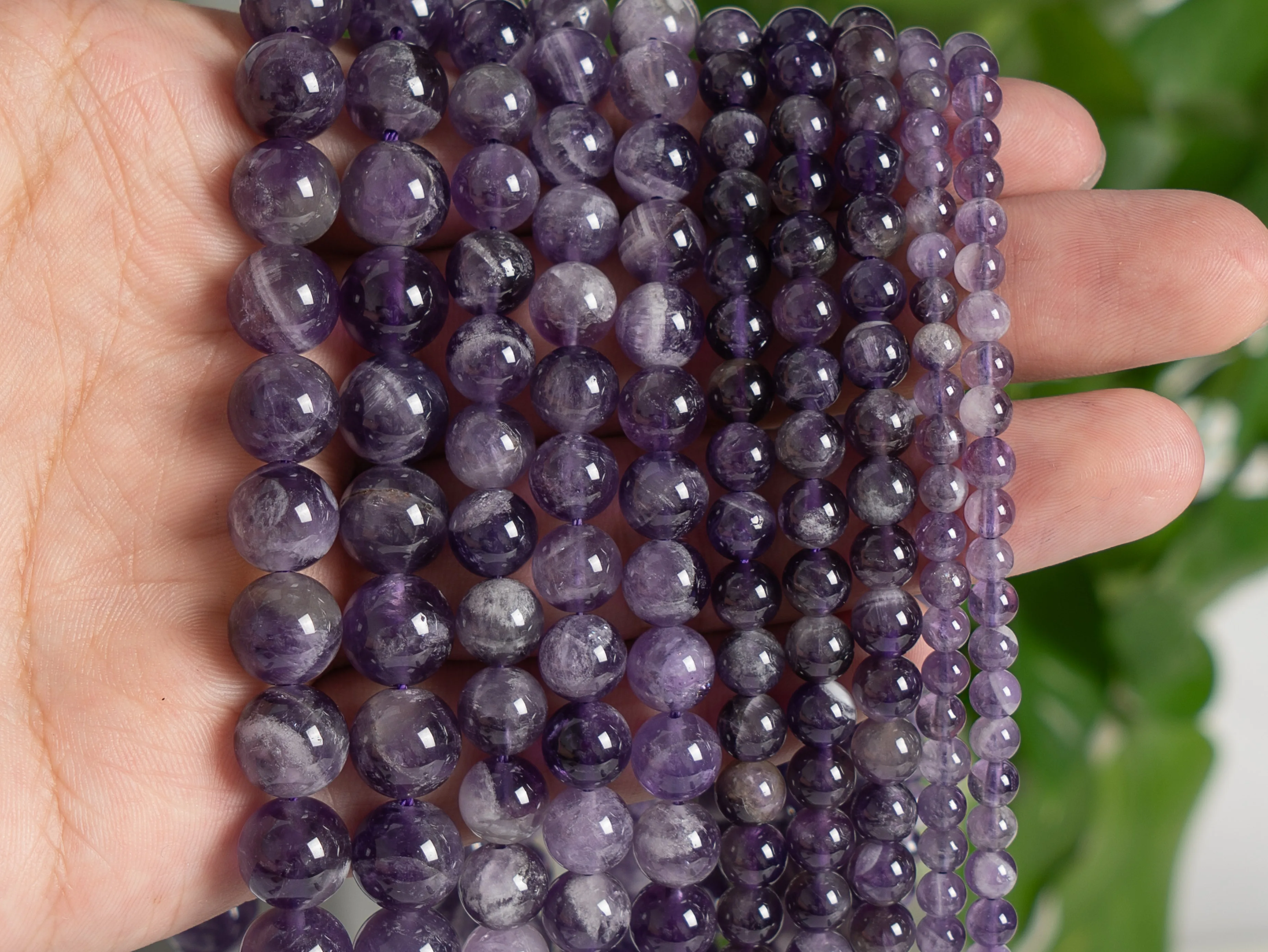 Natural Stone Dog Teeth Amethyst Beads Grade AAA Round Shape Size Options 4/6/8/10/12mm for Jewelry Making