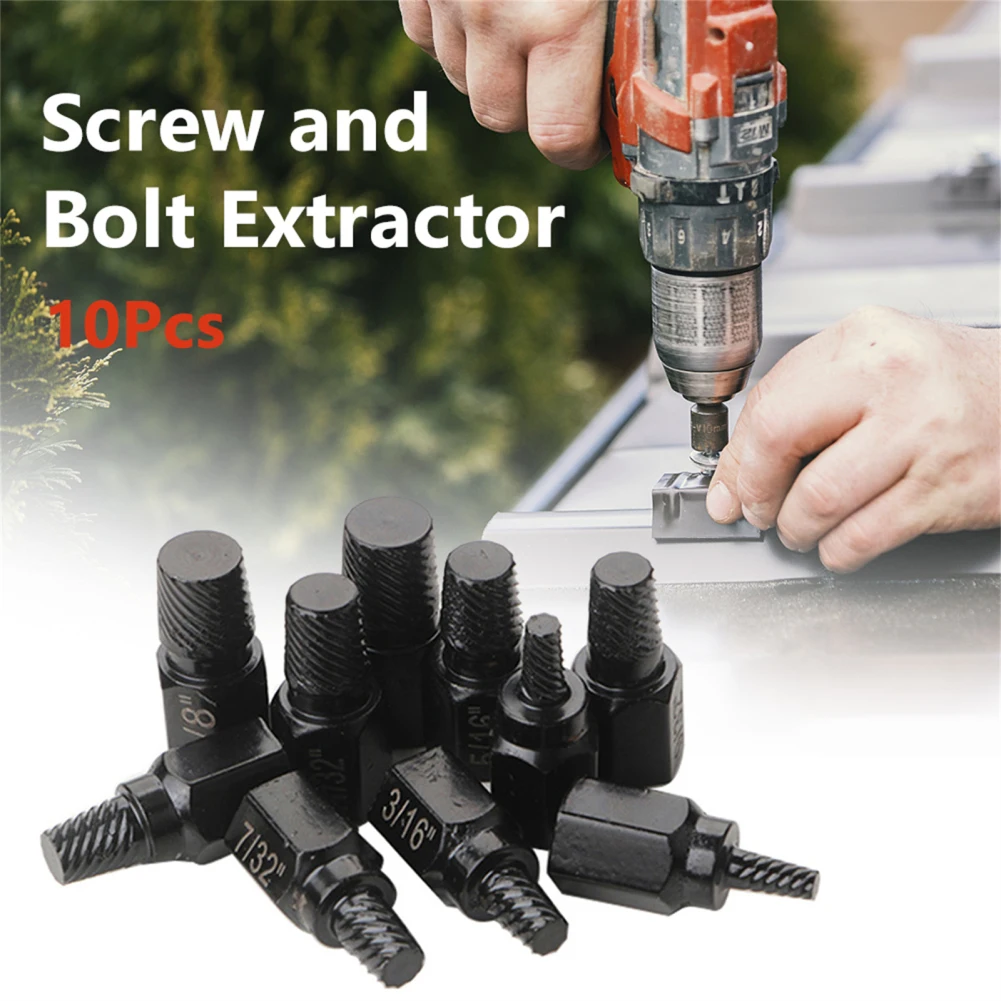 

10 Piece Damaged Screw Extractor Set With Clear Scale Left Spiral Design Stripped Screw Remover Remover Tool