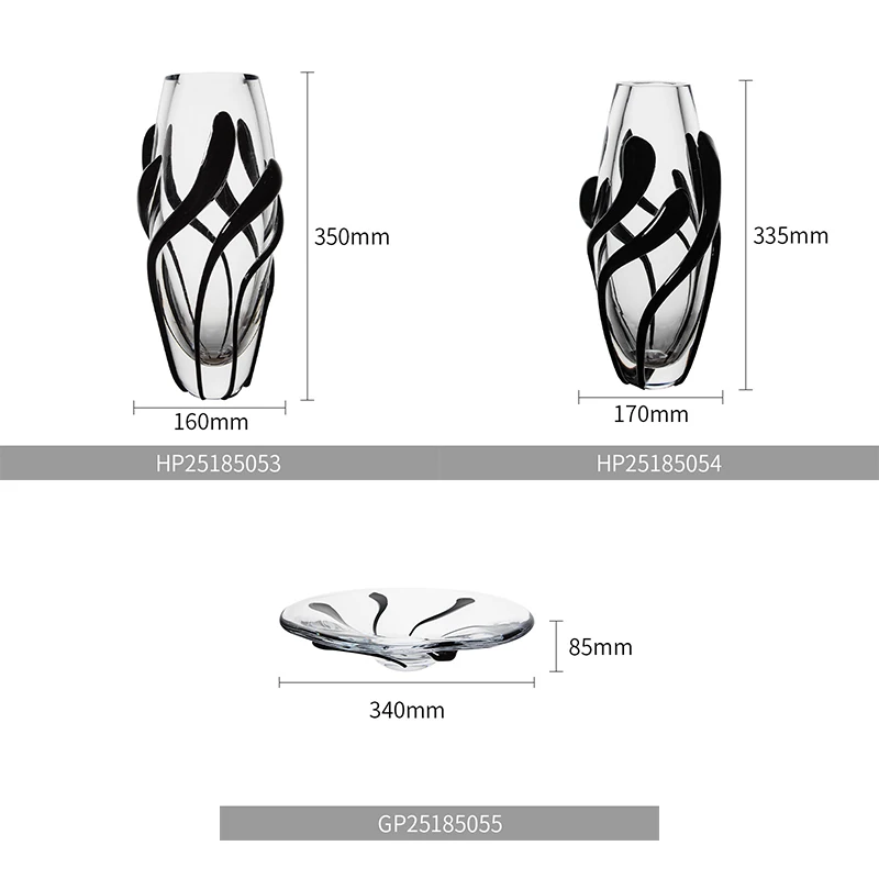 Minimalist Line Art Deco Vessel Luxury Home Decor Centerpiece Murano Hand Blown Glass Vase