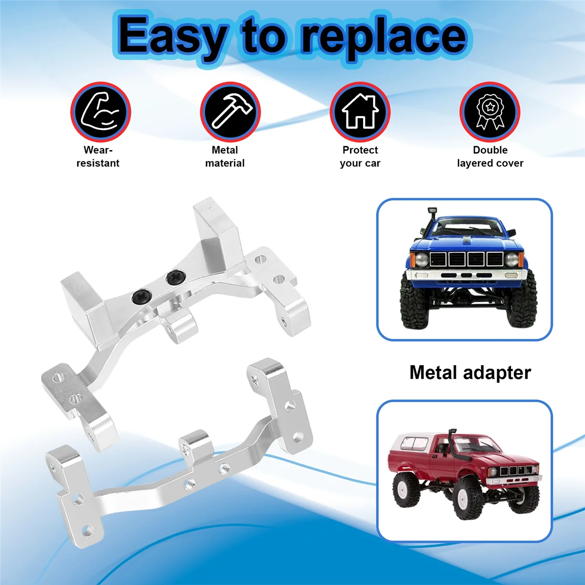 Barra de tracción de Metal, Base de asiento, eje hacia arriba, montaje de soporte de Servo para WPL C14 C24 C14K C24K 1/16 RC, piezas de actualización de camión y coche, plateado