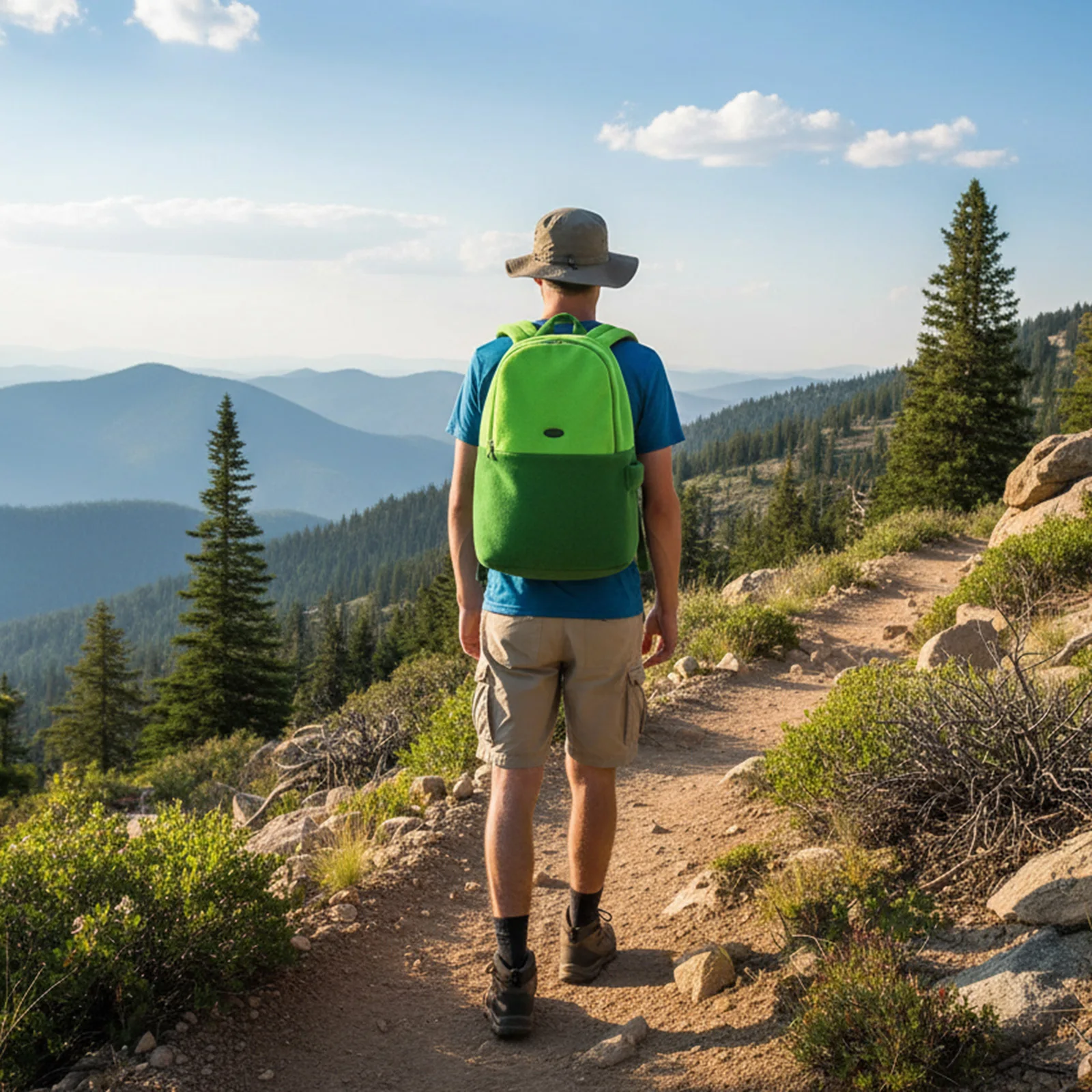 학교 통근 야외 사용을 위한 여러 개의 주머니가 있는 형광 녹색 경량 학교 가방 35x25x10cm
