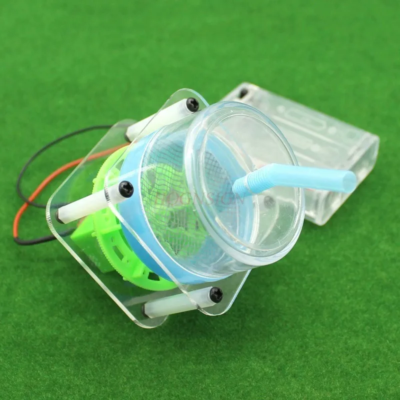 1set DIY Transparent Vacuum Cleaner Experimental Kit Assembly Model Toy Fine Mouth Straw Blade Dust Removal Model