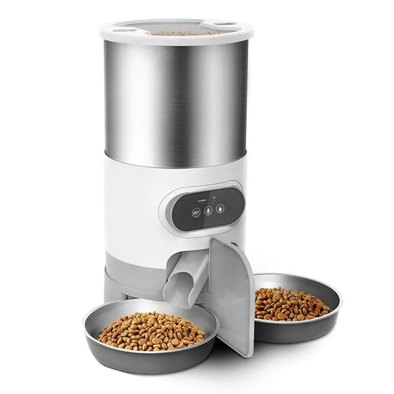A76I-4.5L Automatic Cats Dispenser Smart Cat Dog Food Feeder Single/Dual Stainless Steel Bowls Pets Feeding For Dry Foods