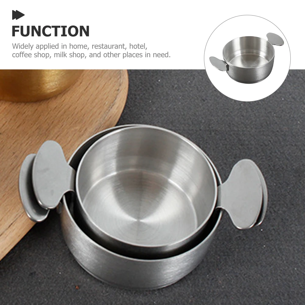 

Stainless Steel Seasoning Bowl Double Handles Metal Sauce Bowl Mini Kimchi Dish for Home Restaurant Kitchen Condiment Serving