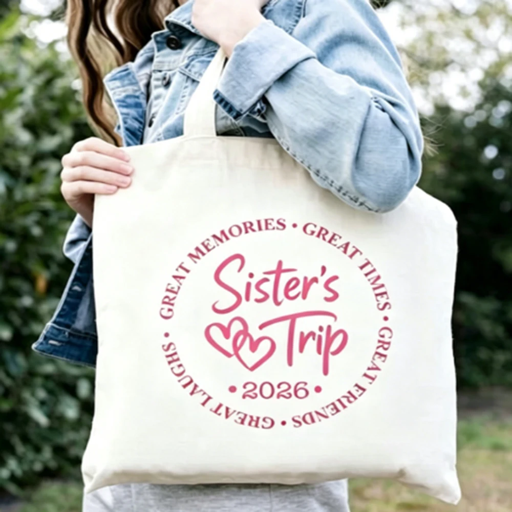 

Custom Text Canvas Bag Travel Style Printed Tote Foldable Travel Bag Storage Shoulder Bag Travel Essential Gift For Women