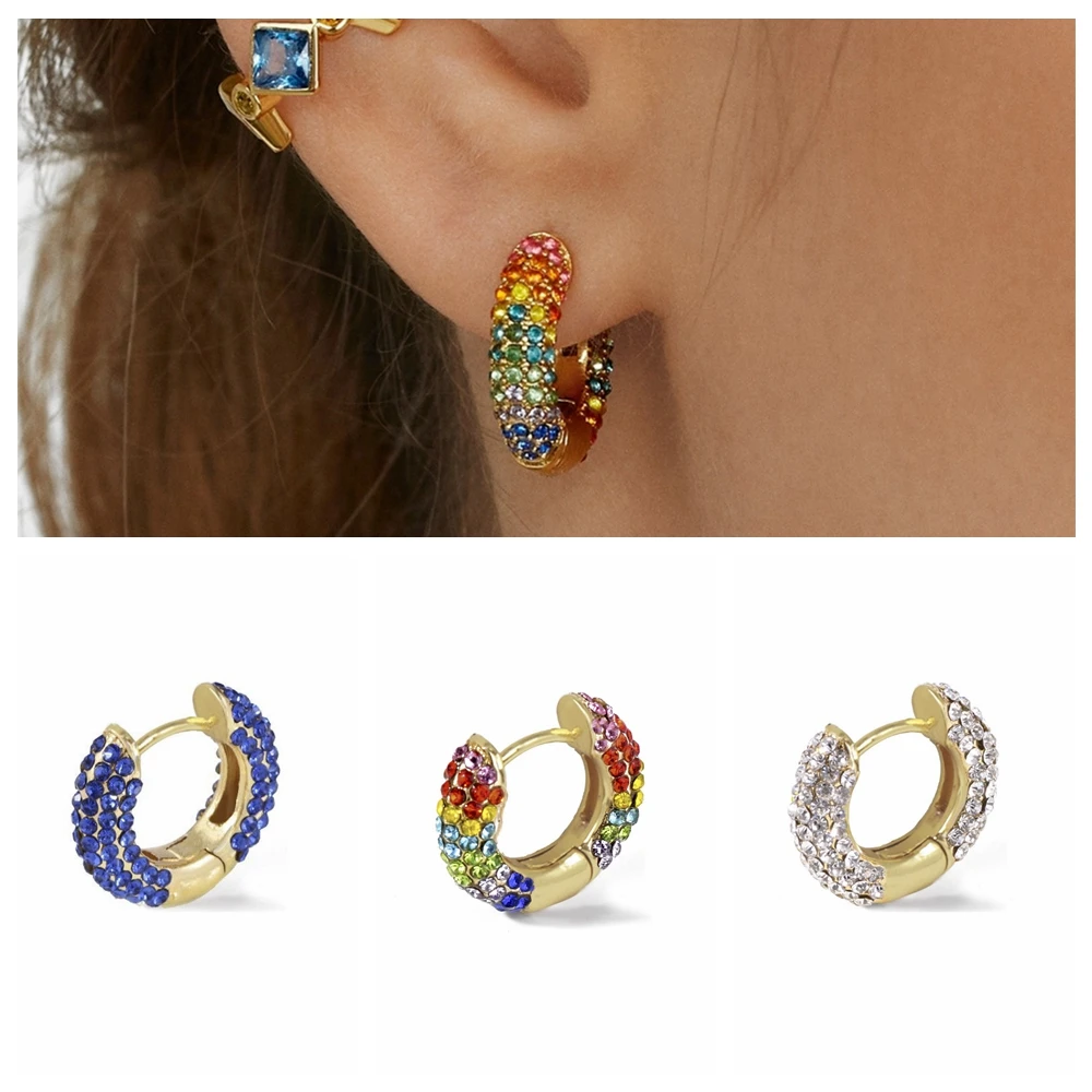 

1pcs Fashion Copper Ear Ring Czech Hoop Earrings For Women Ladies Ear Jewelry Luxury Simple Style Party Gift Accessories 2022