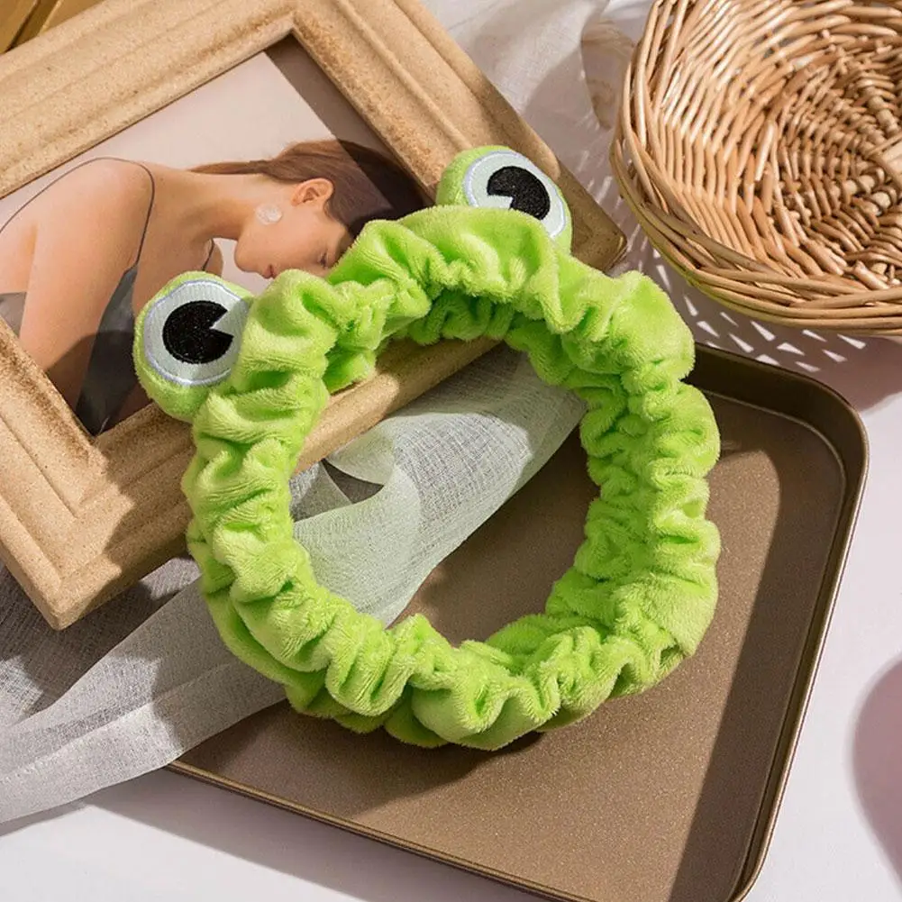 Cute Funny Frog Makeup Headband Wide-brimmed Elastic Hairbands Cute Girls Hair Bands Women Hair Accessories Girls Hairband