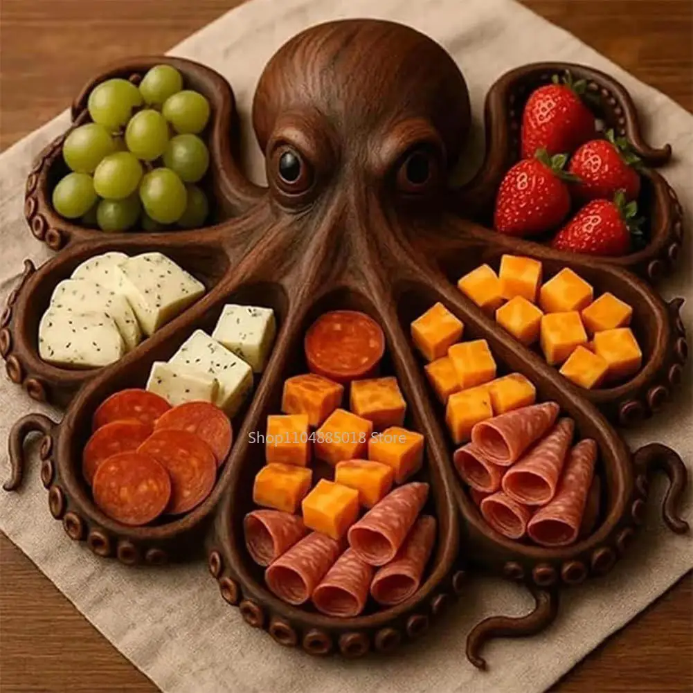 

Octopus Food Platter Octopus Shaped Wooden Serving Tray for Cheese Platter Charcuterie Board Fruit Dish Decorative for Kitchen