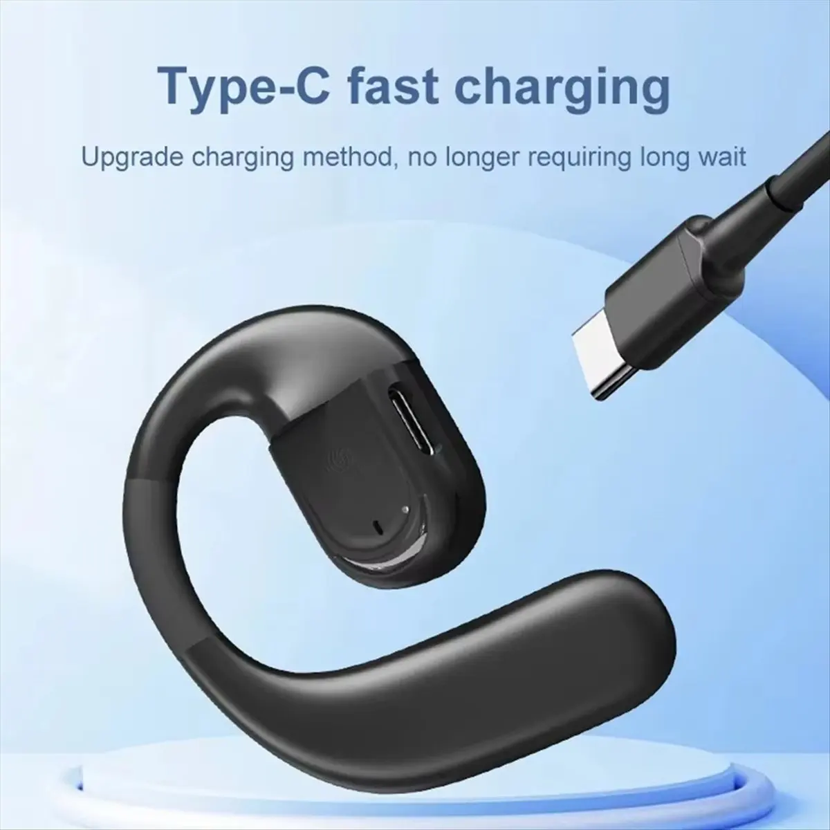 HAPPYDAY~ New Business Wireless Headset 180° Rotatable Bluetooth 5. 4 Ear-Hook Earphone Air Conduction Touch Control Sports Hifi
