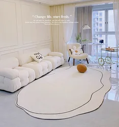 VIKAMA 1PC Scandinavian Cream Wind Faux Cashmere Soft and Comfortable Irregular Bedroom Cloakroom Bedside Blanket Door Mat Rug