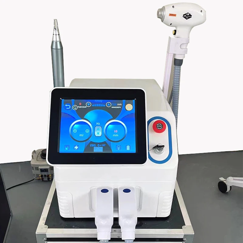 Salon use 808 diode Laser permanent Portable 2 in 1 picosecond laser tattoo removal and hair removal switched machine