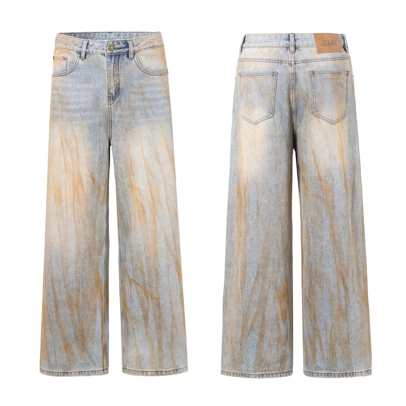 

New Retro Wasteland Style Men'S Fashionable Design With A Slimming And Sagging Feel Dragging The Floor And Wide Leg Jeans