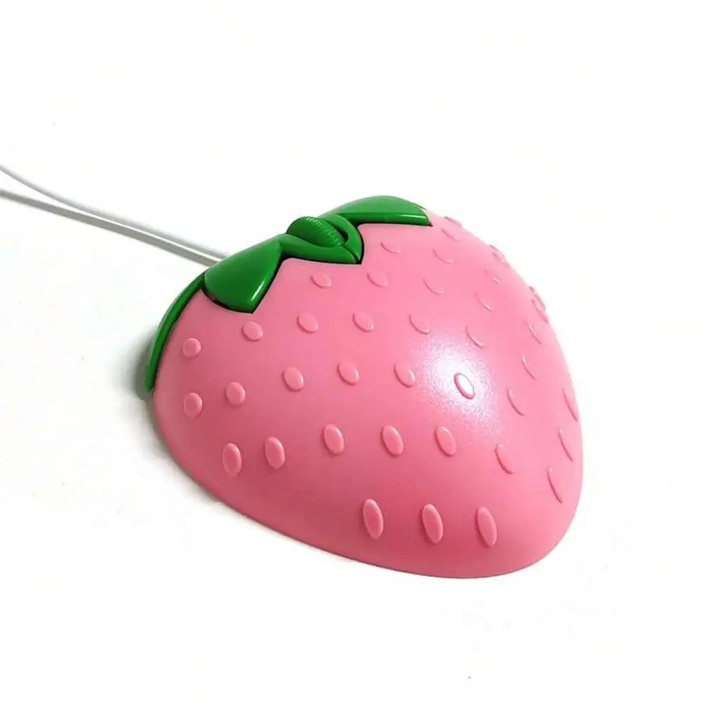 Creative Cartoon Wired Mouse Color Cute Strawberry Mouse Universal  Pink Strawberry Wired Mouse