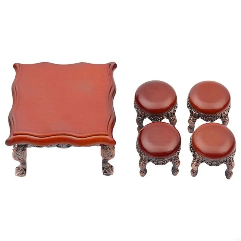 

Miniature Dollhouses Table And Chairs Set For Craft Lovers Project Scene Display E65D
