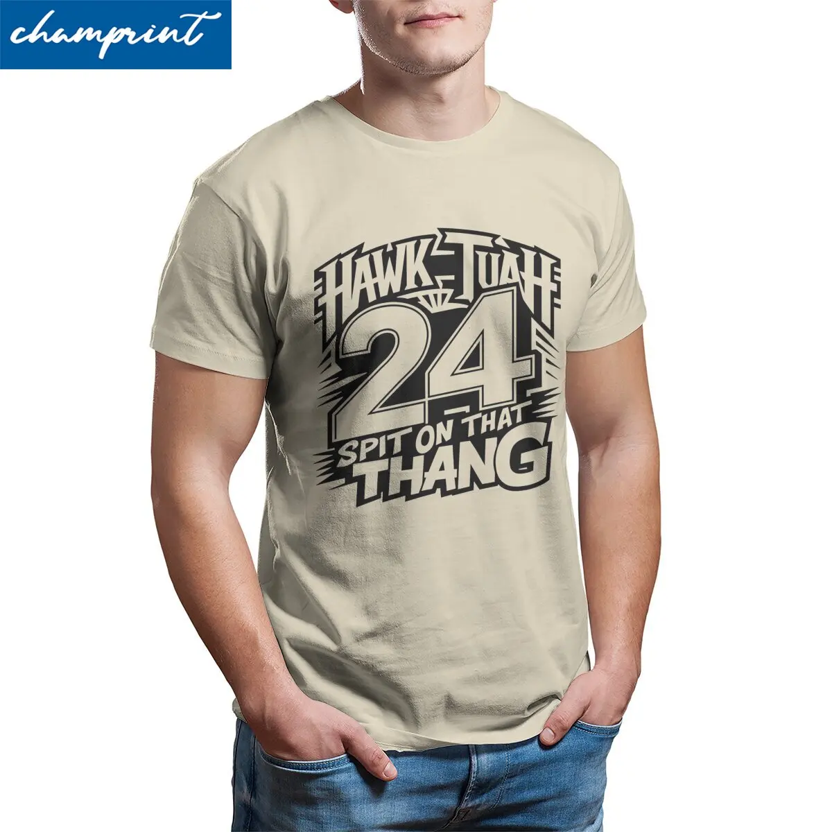 Hawk Tuah 2024 Spit on That Thang Vintage T Shirts for Men 100% Cotton Funny T-Shirt Crewneck  Tee Shirt Short Sleeve Clothes