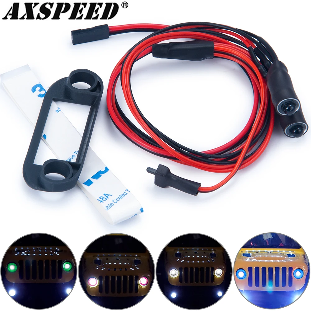 AXSPEED SCX24 LED Lights Front Bumper Lamp Headlight with Mount Bracket for 1/24 RC Crawler Car Axial SCX24 AXI00002