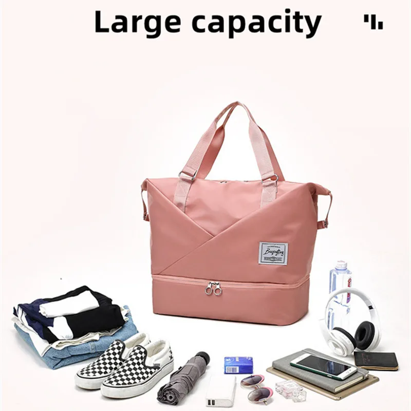 Bolso de mano con separación húmeda y seca para mujer, bolsa deportiva de tela Oxford para Fitness, equipaje corto de viaje de gran capacidad,