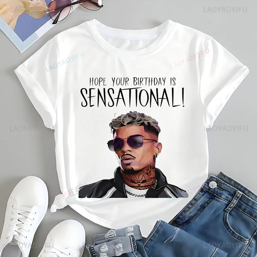 Casual Chris Brown Rapper Printed T-shirt Top CHRIS BROWN Trend Harajuku Short Sleeve Unisex Shirt Cotton Oversized T-shirt