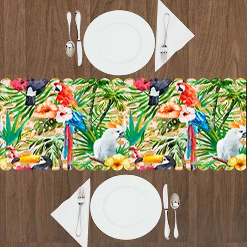 Else Tropical Parrot 3D Textured Runner Table Cloth Dresses