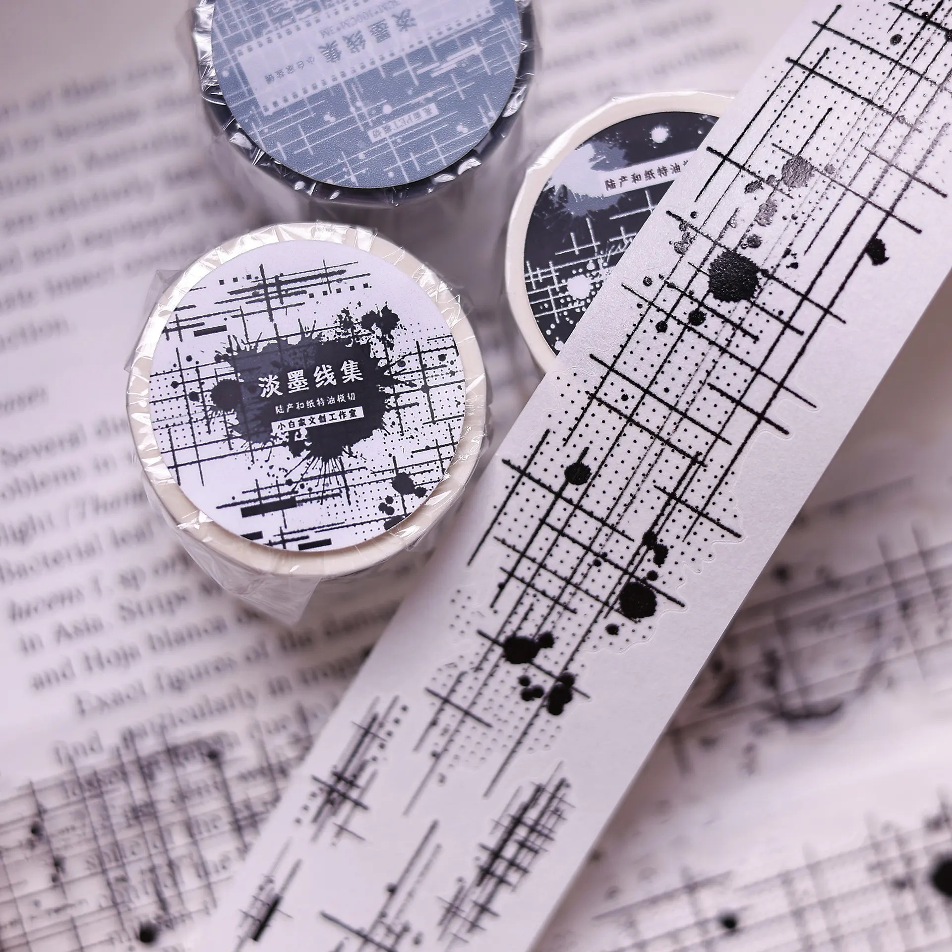 Grid Versatile BaseWashi Pet Tape Roll DIY Journal Scrapbook Light Ink Line Set Light Retro Pre Cut Staggered