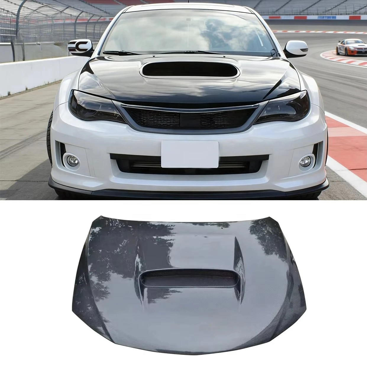 

For Impreza WRX 10th 2008-2014 OEM Style Carbon Fiber Front Bumper Hood Bonnet Cover Auto Parts