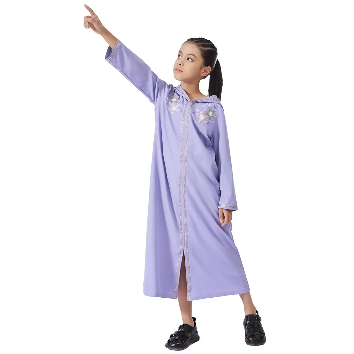 Moslim Meisjes Jurk Met Capuchon Eid Djellaba Ramadan Islam Kleding Turkije Kaftan Saudi Arabische Gewaad Jalabiya Gebed Kledingstuk Caftan Gown