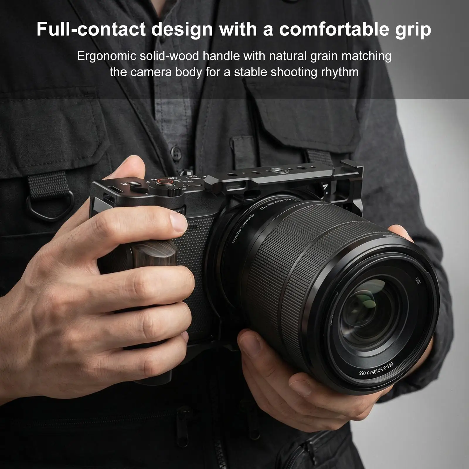 Für Nikon ZR PULUZ Holzgriff Metall Kamerakäfig Erweiterungsrahmen – Detail 8