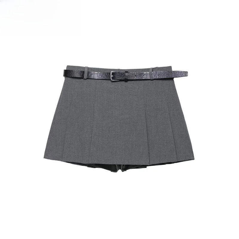 

Модная универсальная плиссированная клетчатая юбка со средней талией, брюки с поясом, повседневная юбка трапециевидной формы из полиэфирного волокна Ci для поездок на работу, свободная посадка