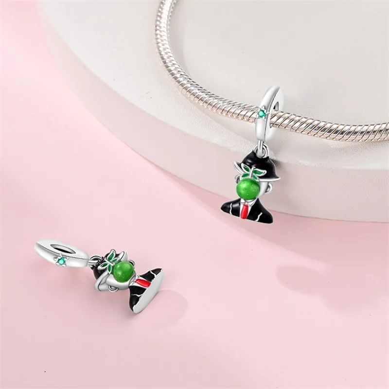 Original 925 Sterling Silver Man Portrait Painting Charms Beads Dangle For Women Fine DIY Birthday Jewelry Party Gifts