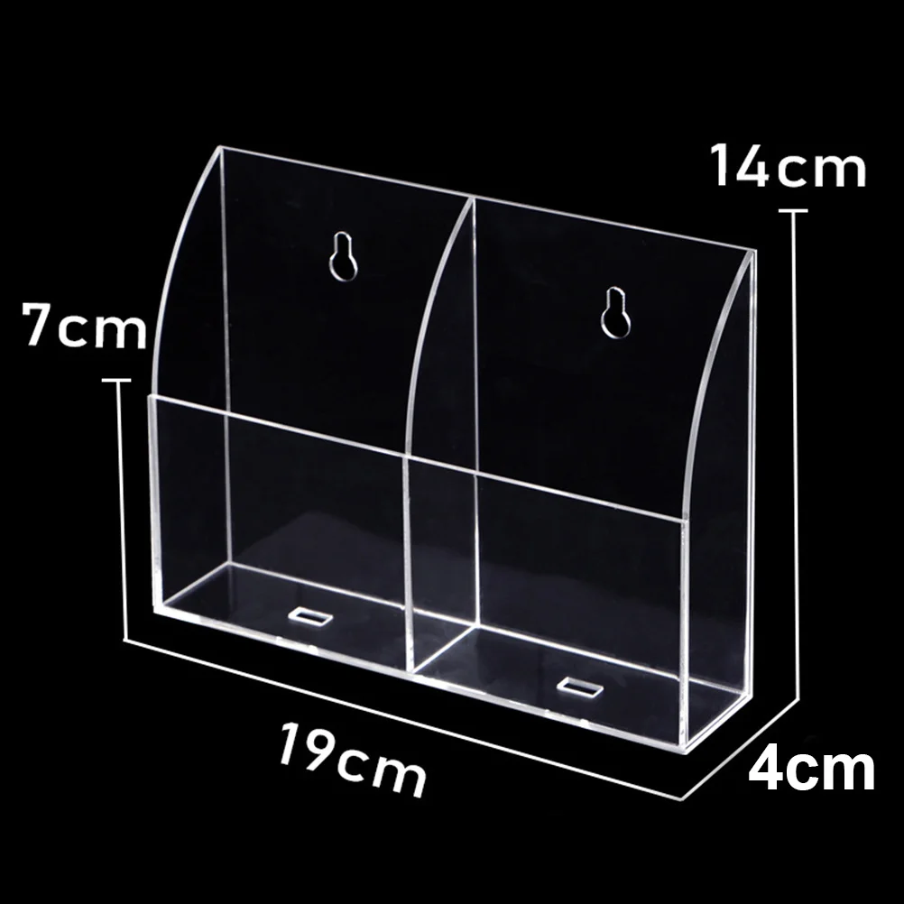 Afbeelding 4: 2-raster aan de muur gemonteerd transparant opbergrek voor afstandsbediening Mobiele telefoon opladen Organizer Box Container Case voor thuiskantoor