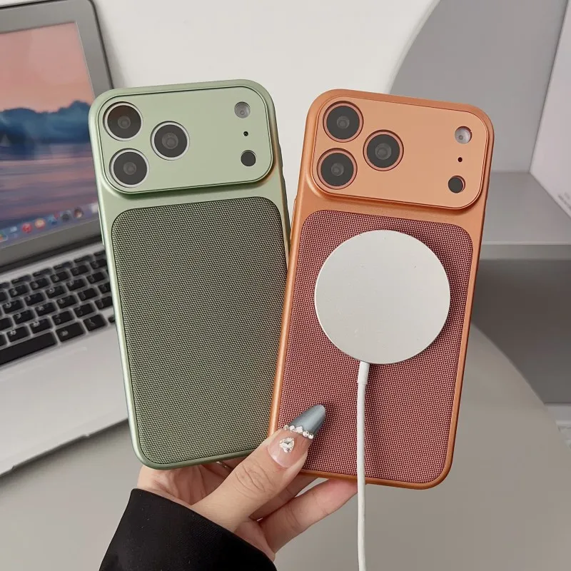 Offizielles Magnetisches Gehäuse für iPhone 17 Pro Max 11 14 12 13 15 16 Klassisches Stoff-Schutzhülle Stoßfest Luxuriöse Hartplastik-Handyhülle Coque