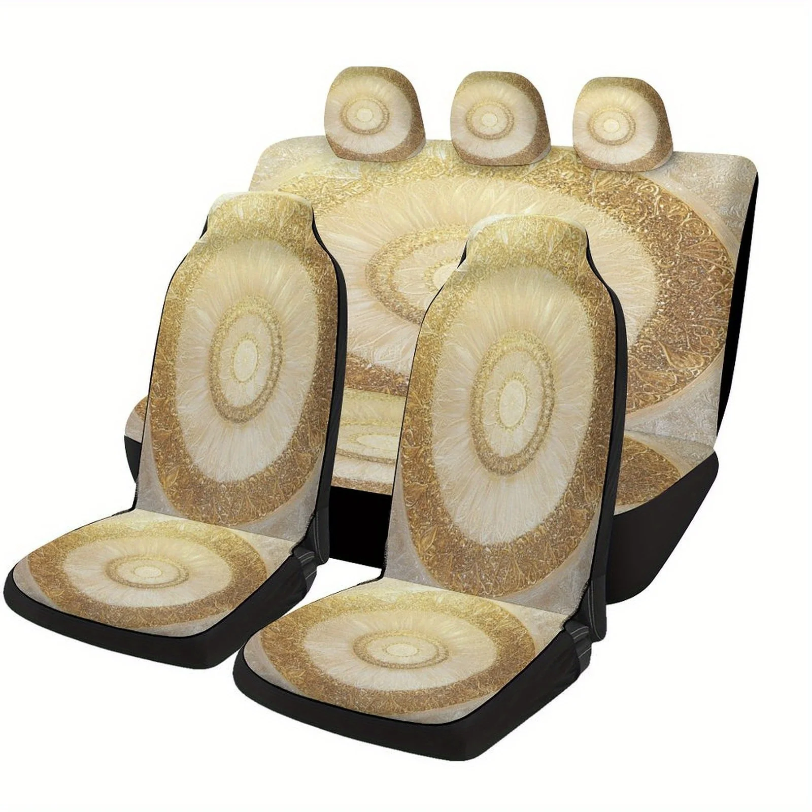 

Golden Mandala Themed Car Seat Cover Set For Most Cars, Fashion Personalized Novelty Car Seat Protector Covers Full Set, Univers