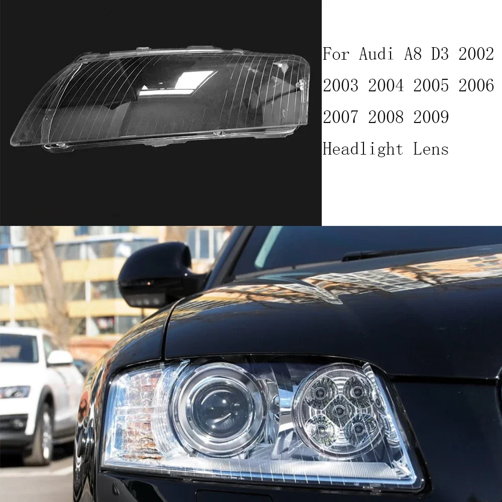 

For Audi A8 D3 2002 2003 2004 2005 2006 2007 2008 2009 Headlight Transparent Cover Headlamp Housing Lampshade Lamp Shell Lens