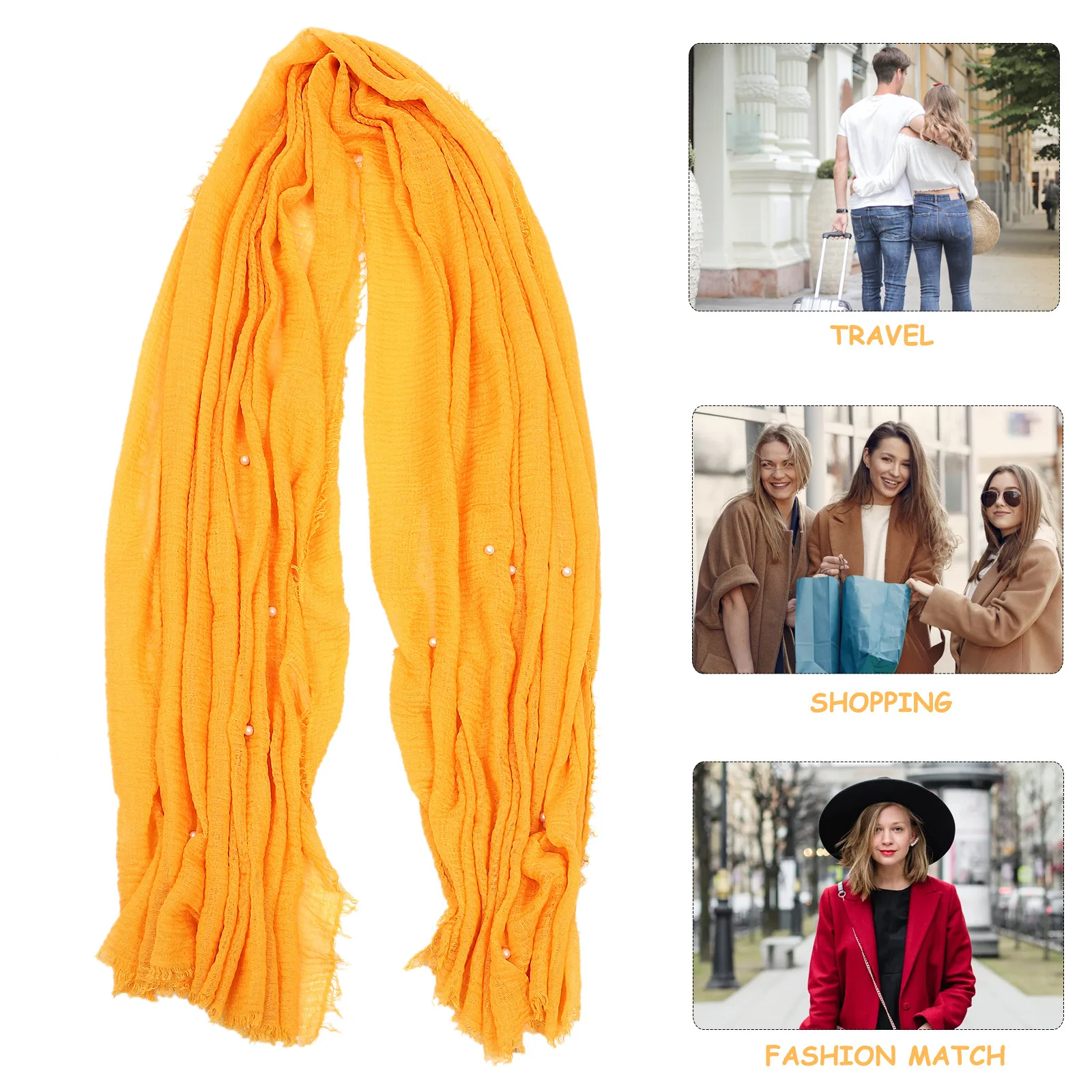 

Pearl Embellished Women Scarf Lightweight Shawl For Daily Wear Multi-Purpose Fashion Accessory Autumn Summer Outdoor Versatile