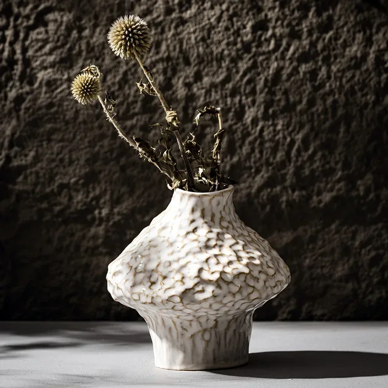 Nordic Ceramic Vase Pampas Grass Dried Flower Home Decoration Accessories Living Room Table Bookcase Porch Decor Bedroom