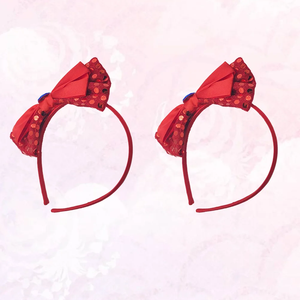 

2Pcs Kids Christmas Bowknot Headband Shiny Sequin Hair Hoop Party Decoration Hair Accessories Christmas Bow Headband