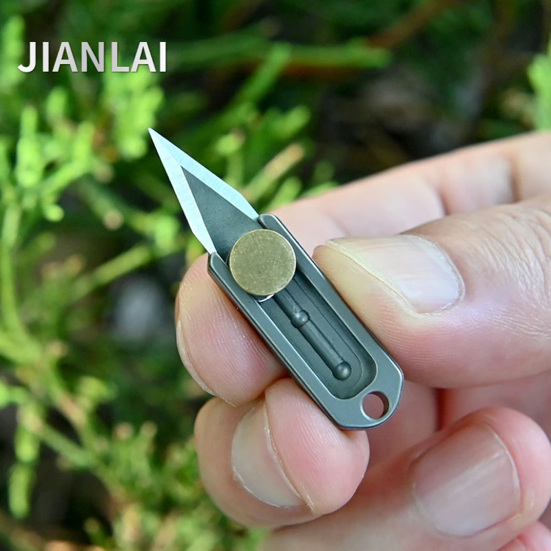 Pure Titanium Mini Push Knife Titanium Alloy Sharp Portable Edc Keychain Pendant Unpacking Express Opening