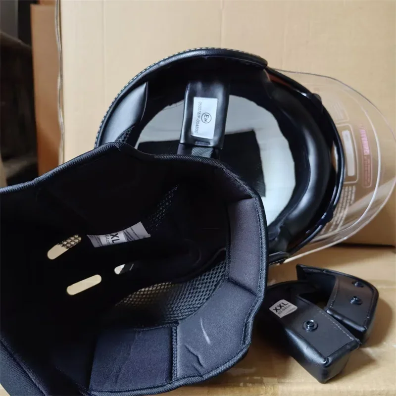 خوذة ريترو للدراجات النارية مفتوحة الوجه معتمدة من DOT ECE عدسة مزدوجة بيضاء مقاسات S M L XL XXL متوفرة #5