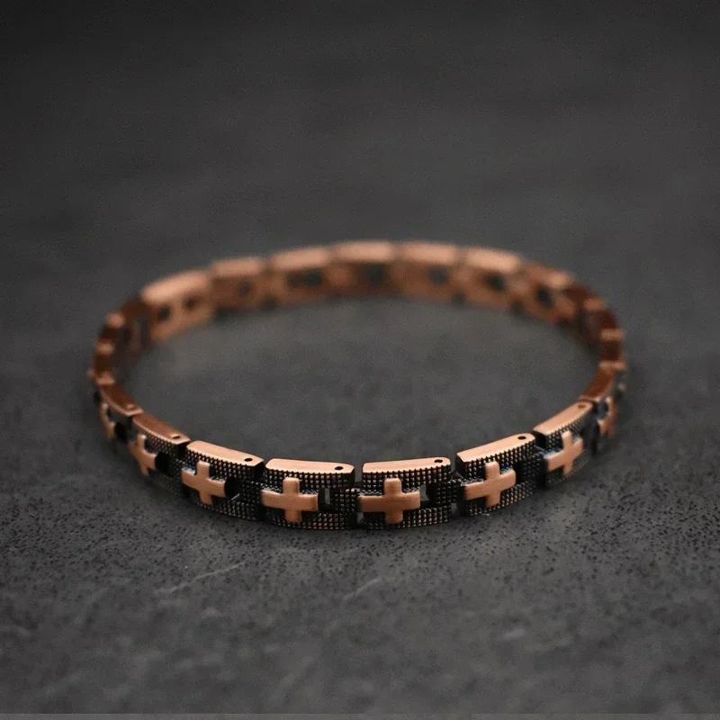 Classic 99.99% Copper Healthy Magnetic Magnet Arthritis Pain Relief Energy Jewelry Bracelet for Men Fitness Health Care Bangles