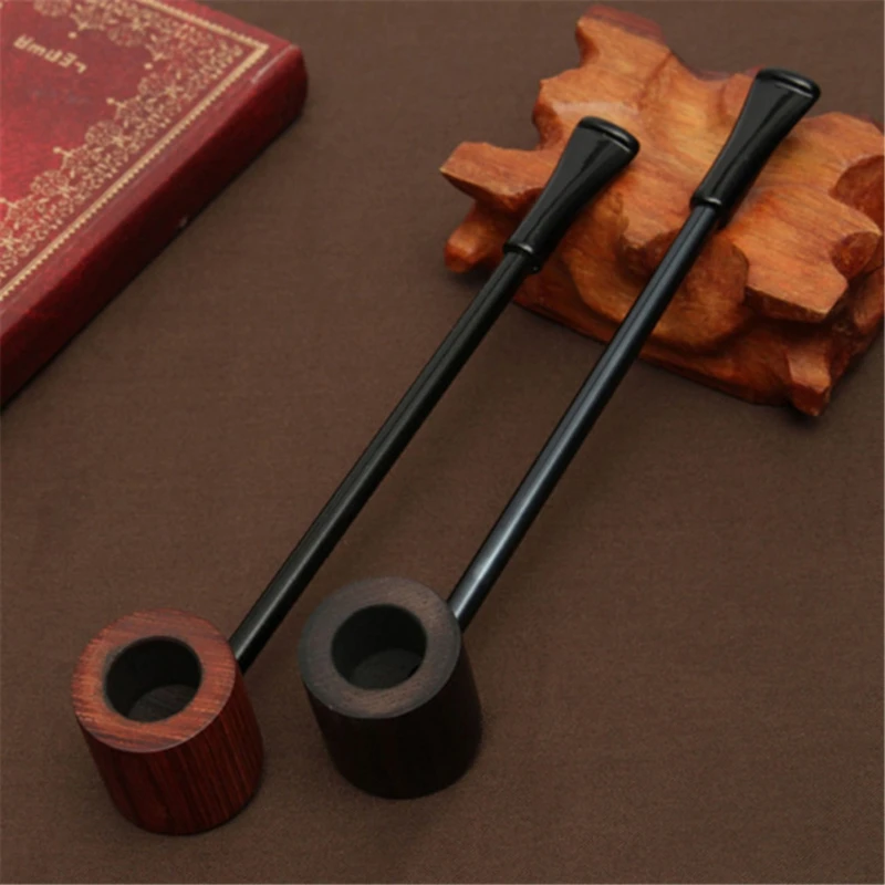 Long Briar Pipe Smoking Pipes Portable Smoking Pipe Herb Tobacco Pipes Grinder Smoke Gifts Wood Pipe 3mm Filter Smoking Pipe