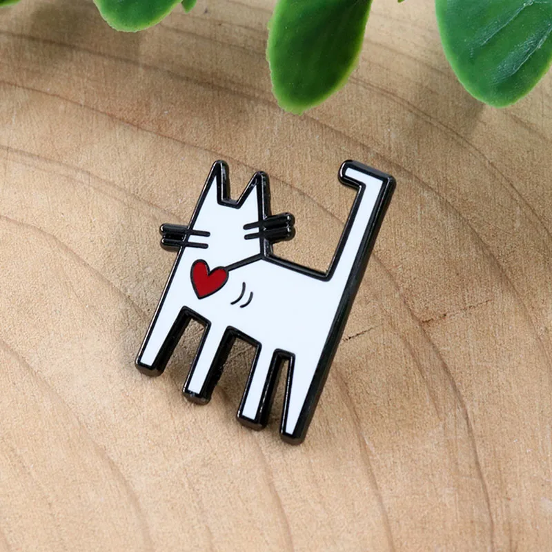 Kais Harling Art Cat المينا دبوس شعبية الكتابة على الجدران نمط بروش معدني حقيبة ظهر الطالب ملحق هدية مجوهرات فريدة من نوعها #4