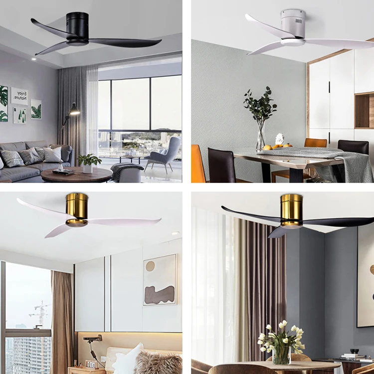 Modern Minimalist 48 Inch 52 Inch 3 ABS Blades Energy Saving Electric Ceiling Fan With Remote Control