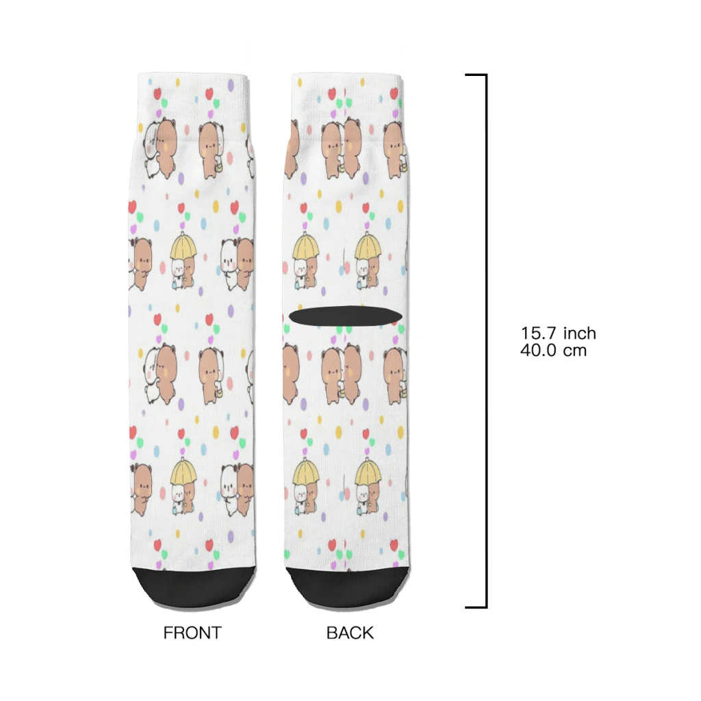 Panda Bear Cute Dudu Bubu Hugging  Straight Socks Male Mens Women Summer Stockings Polyester Hip Hop