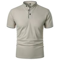 Men Businses T-shirts Casual Male Stand Collar Short Sleeve Patchwork T-shirt Tops BSD-ZT201