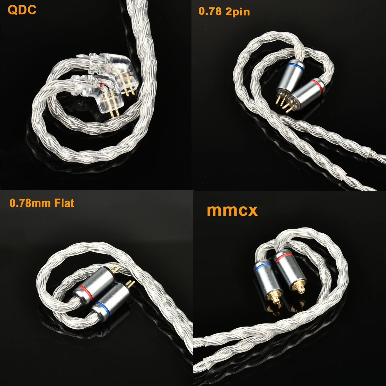 Tiandirehe 3,5/4,4 mm 4-adriges hochreines deutsches Kupfer versilbertes Balance-Kabel MMCX/QDC/0,78 2-poliges IEM-Kopfhörerkabel