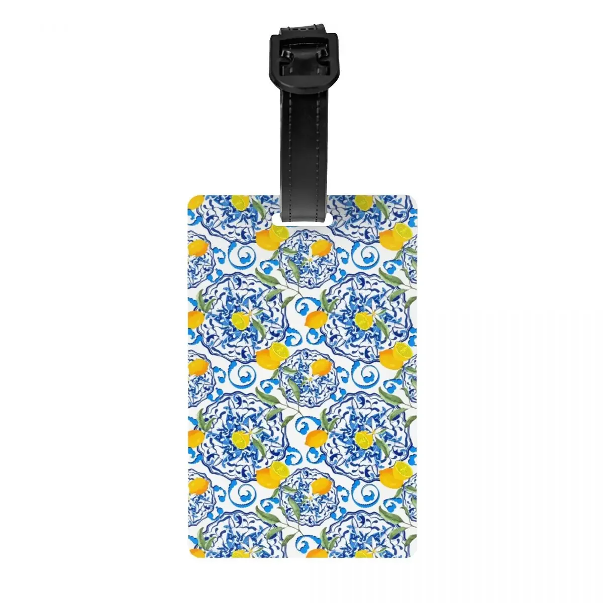 Custom citrus,mosaic Background ,Mediterranean Style,lemon Fruit Pattern Luggage Tag Travel Bag Suitcase Privacy Cover ID Label