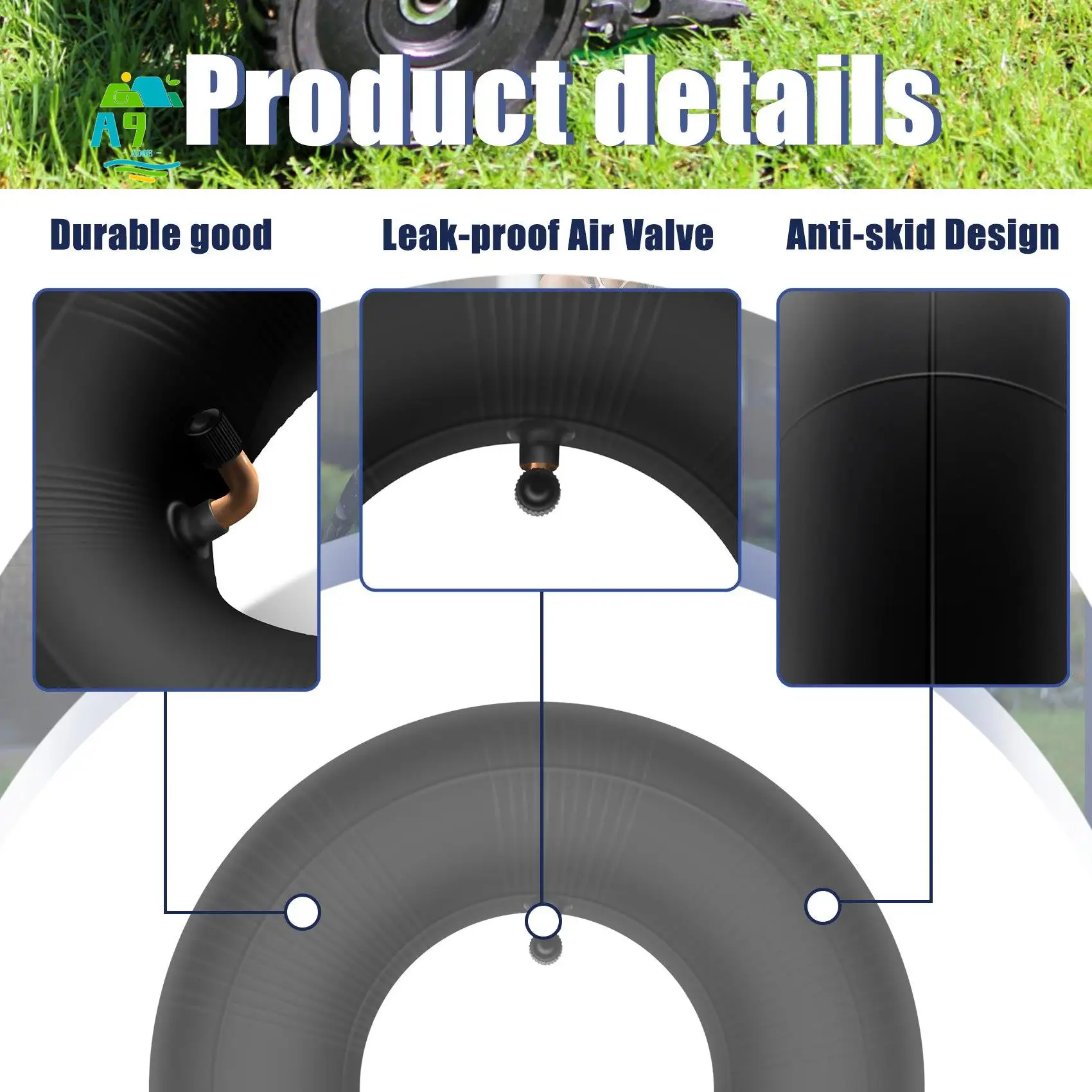 

A09E-4.10/3.50-4 Inner Tube For Wheelbarrows, Tractors, Mowers, Carts Electric Three-Wheel Four-Wheel Scooter ATV