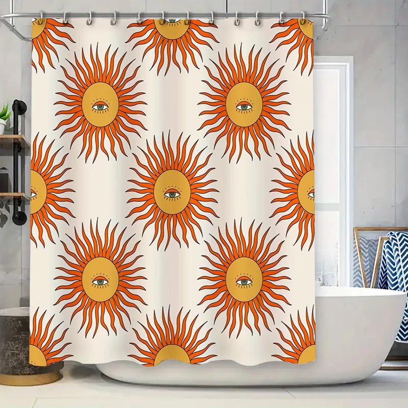 

Занавеска для душа Sunburst с принтом глаз оранжево-красные декоративные аксессуары для ванной для украшения ванной комнаты