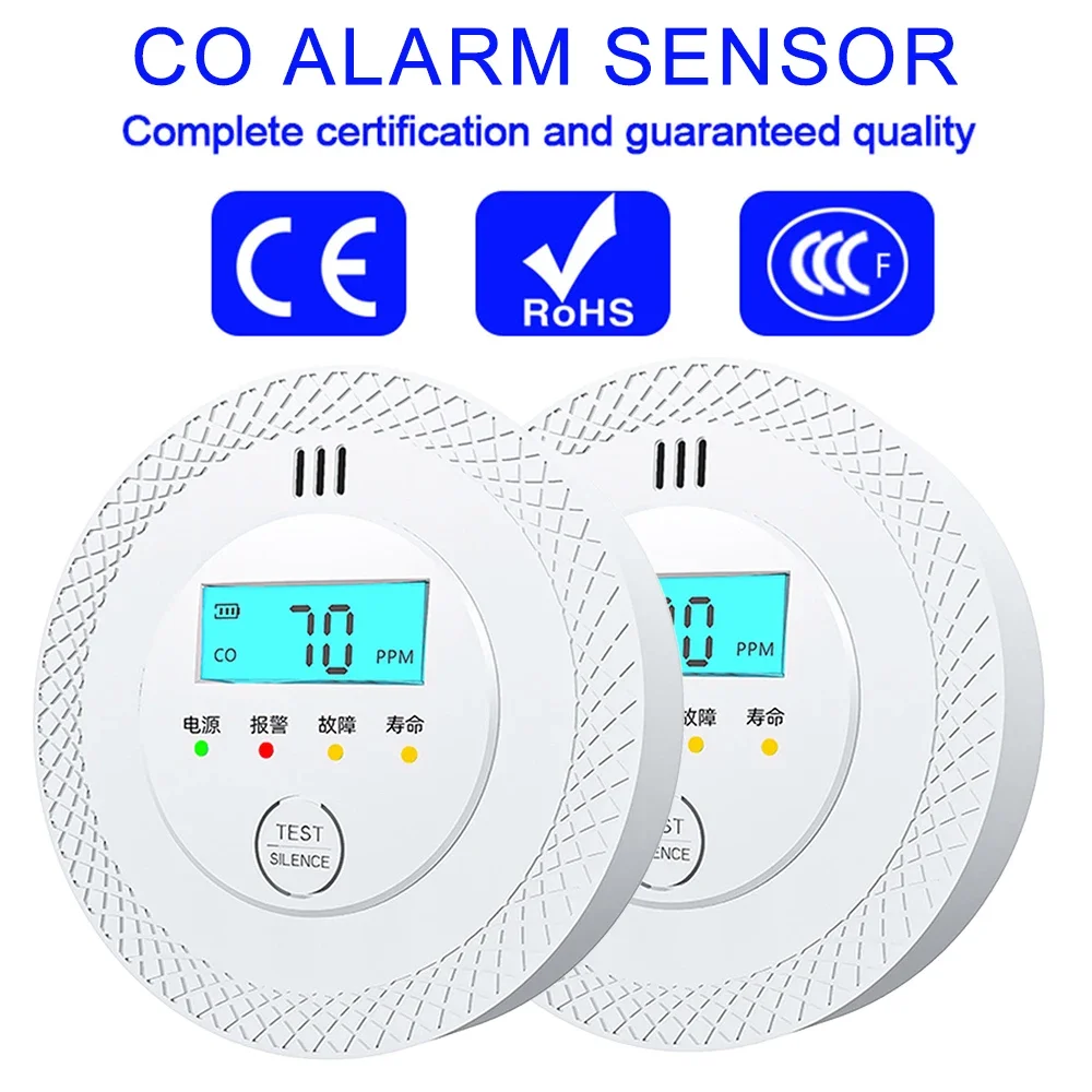 CO Alarm Sensor 85dB High Sensitive Warning Smoke and Carbon Monoxide Detector Alarm Battery Powered CO Detector for Home Depot