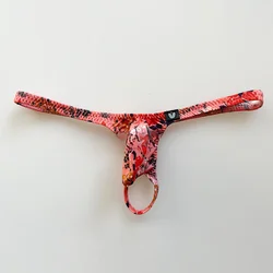 High elastic ice silk printed men's thong sexy underwear